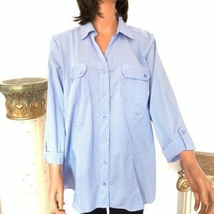 Dressbarn Plus Size Shirt Stripes Designer Summer